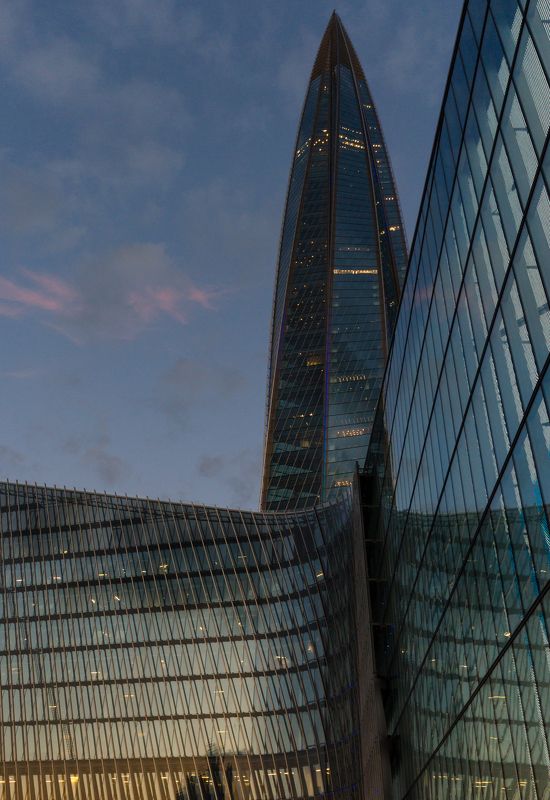 лахта, лахта центр, санкт-петербург, питер, петербург, спб, закат, город, небоскреб, городской пейзаж архитектура Лахта центр на закатеphoto preview