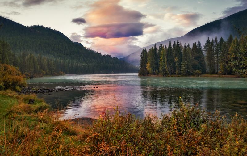 горный алтай, рассвет, конец августа2024, реки бара и аргут ( слияние) Тихо  уплывало  лето...photo preview