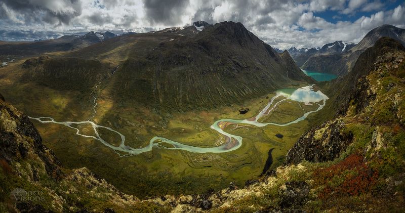 norway,jotunheimen,mountains,river,lake,glacial,valley,landscape,panorama,panoramic,nature,scandinavia, Epic Valleyphoto preview