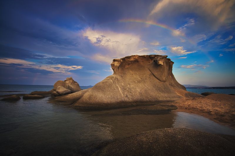 landscape, seashore, rock, sky, rainbow, sea, Greece Somewhere over the rainbowphoto preview