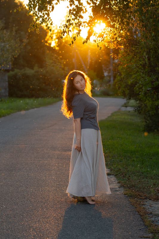 девушка, закат photo preview