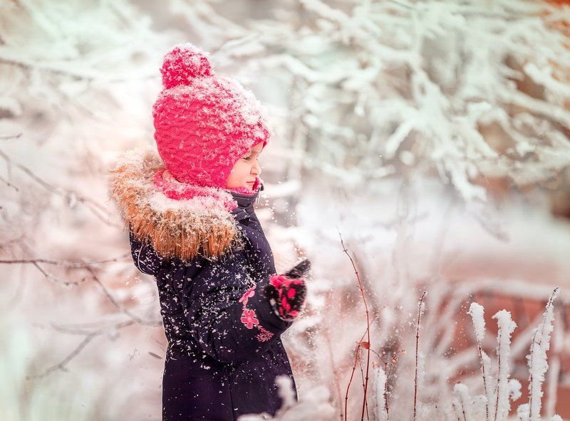 зима, снег, девочка, мороз Зимаphoto preview