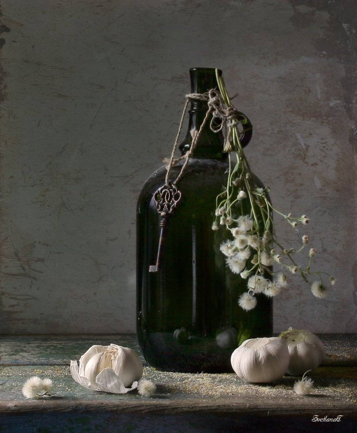 Бутылка, Ключ, Натюрморт, Чеснок, Svetlana Tkachenko