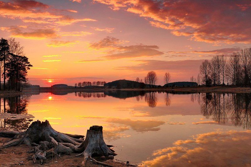 Цнянка, закат Закат над озеромphoto preview