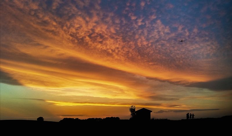 Закат, Поле, Самолёт Проводы самолётаphoto preview