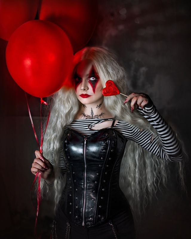 Фотограф Юлия Дюдина, Фотограф Нижний Новгород, арт фотограф,  волшебная фотосессия, фотосессия харли квинн, пеннивайз фотосессия девушка Candy Girlphoto preview