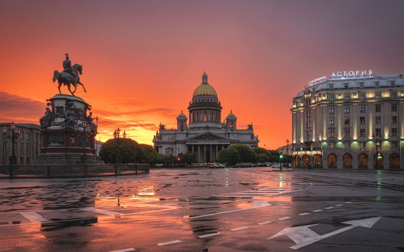 исаакиевская площадь , санкт-петербург , закат , исаакиевский собор Летний закат на Исаакиевской площадиphoto preview