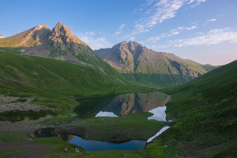 карачаево черкесия, кчр, горы, озеро, чилик, кавказ Утро на озере Чиликphoto preview