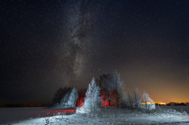 рисование светом, ночной пейзаж, фонарик, млечный путь Островок Малые Озеркиphoto preview
