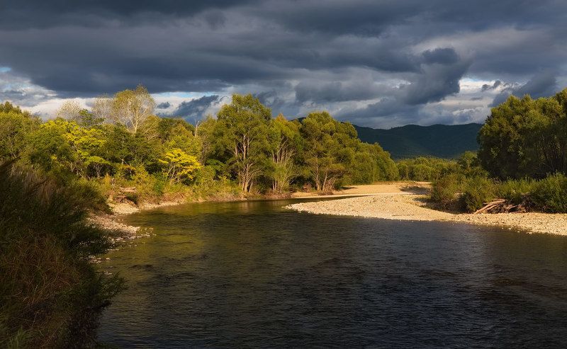 гроза, осень, приморье, тучи, река сучан начало осени фото превью