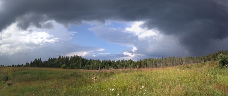 поле тучи Приближается гроза фото превью