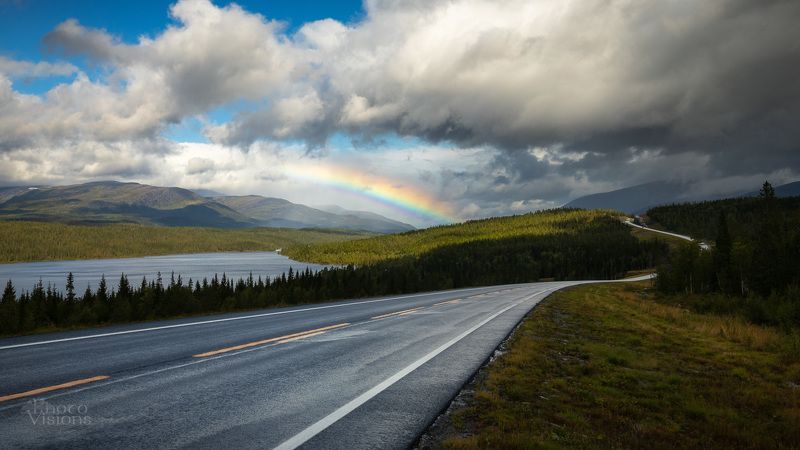 norway,northern,landscape,mountains,rainbow,roadside Traveling North..photo preview