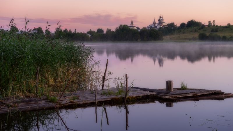 монастырь утро водоем мостик рассвет Утренняя пасторальphoto preview