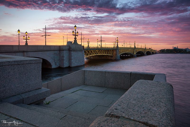 санкт-петербург, спб, питер, троицкий мост, закат, нева, подсветка Закат у Троицкого мостаphoto preview