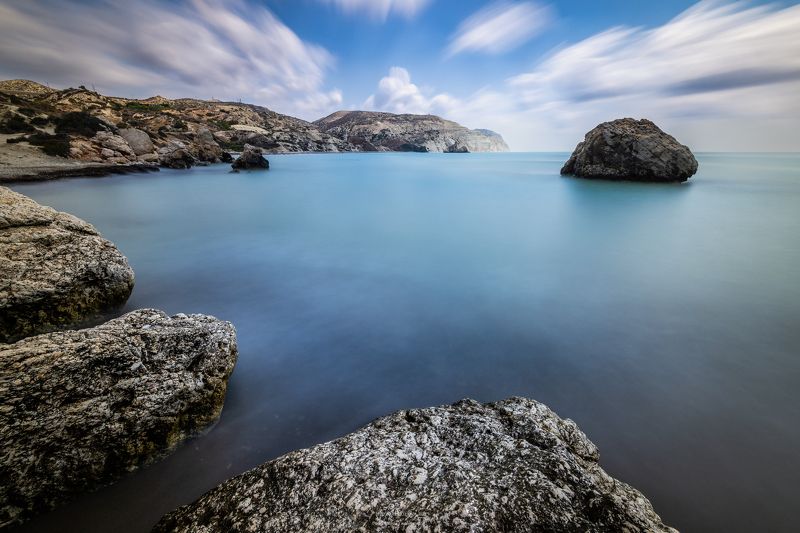 кипр, море, длинная выдержка, скалы ***photo preview