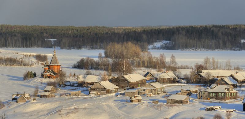 зима, деревня, озеро, церковь, баня Вот и кончен февраль, остаются последние дни...photo preview