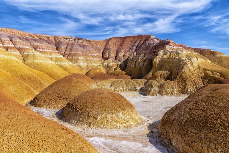 Пейзаж, Казахстан, пустыня, горы, меловые горы, небо, песок, глина, структура, рельеф, геология, мел, Улытау Слоиphoto preview