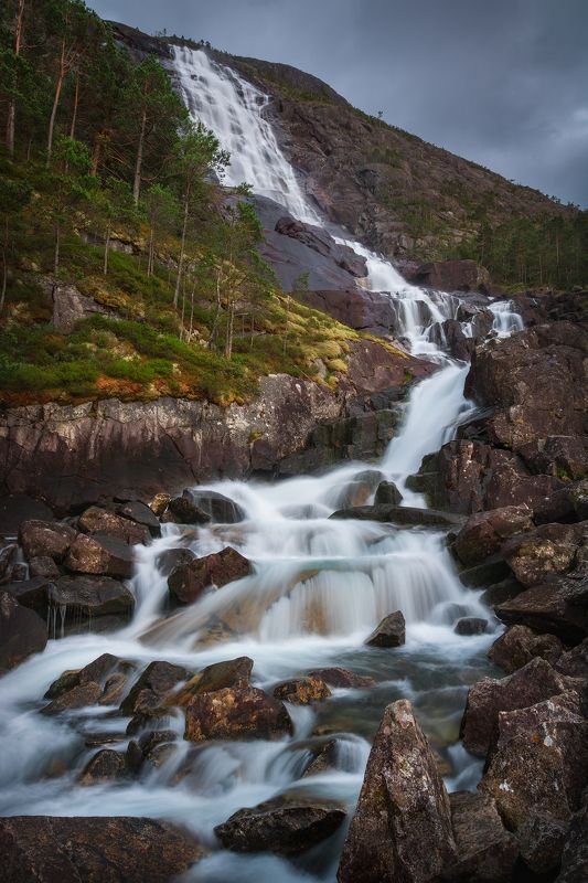 waterfall, water, landscape, Norway Langfossen, Norwayphoto preview