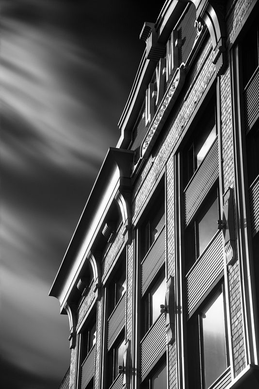 город, архитектура, пейзаж, фасад, чб, черно-белое, выдержка, цум, красноярск,  ЦУМphoto preview