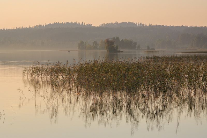 вечер закат озеро остров Золотой вечерphoto preview