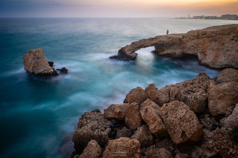 скалы, мостик любви, море, Кипр, закат, длинная выдержка, вечер, Ай-Напа Мостик любвиphoto preview