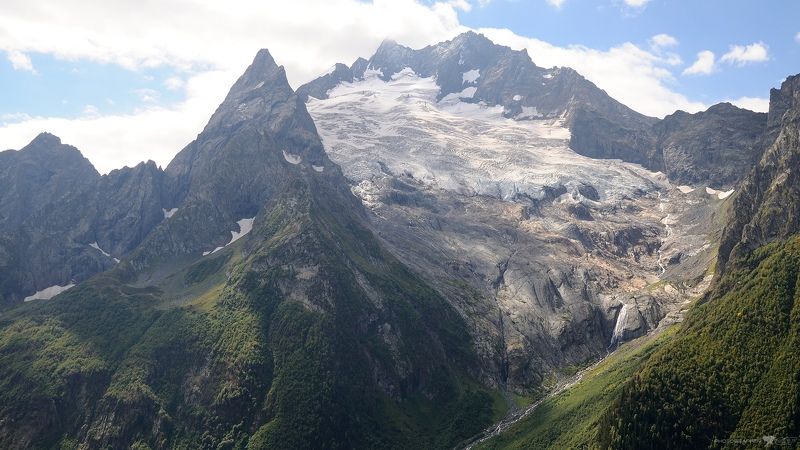 природа пейзаж горы скалы лес река ледник домбай Домбайские виды фото превью