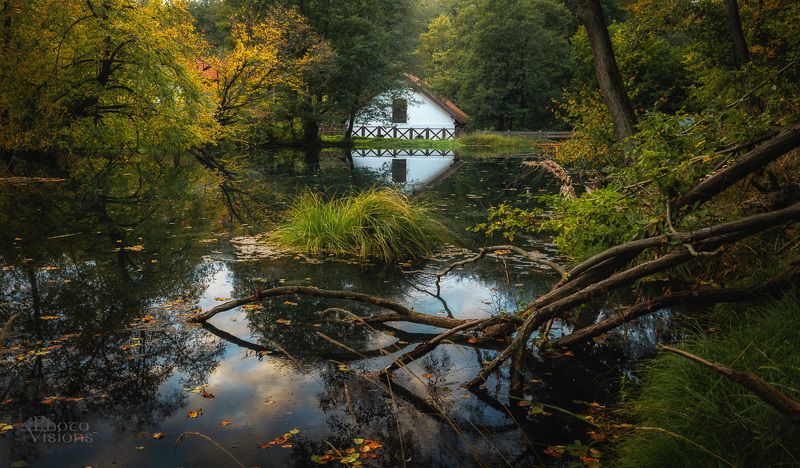 autumn,reflections,building,landscape,nature, Old Water Millphoto preview