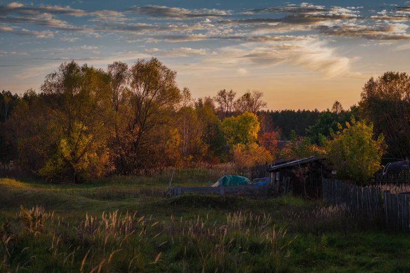 октябрь, вечер, околица, деревня, серково Околица. Октябрь.photo preview