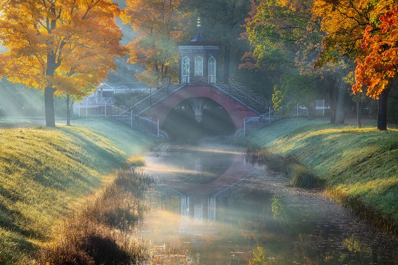 Осеннее утро с видом на Крестовый мост.photo preview