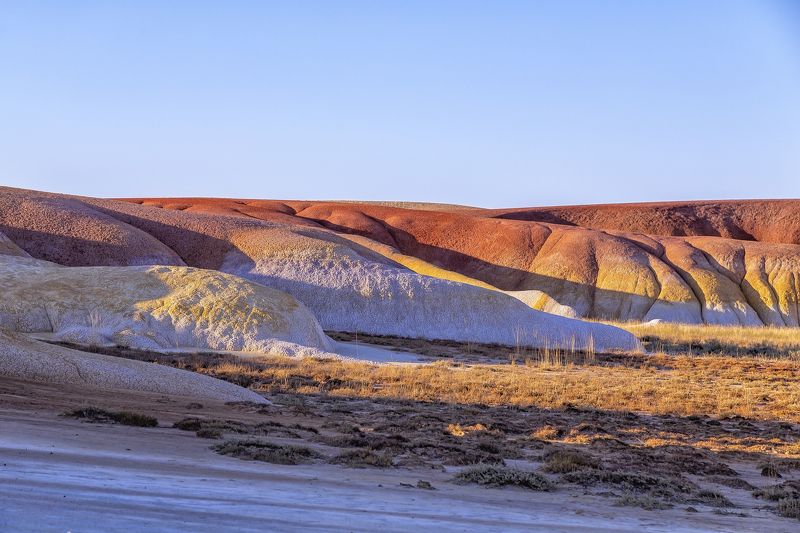 Пейзаж, Казахстан, пустыня, горы, меловые горы, небо, песок, глина, структура, рельеф, геология, мел, Улытау Спокойствиеphoto preview