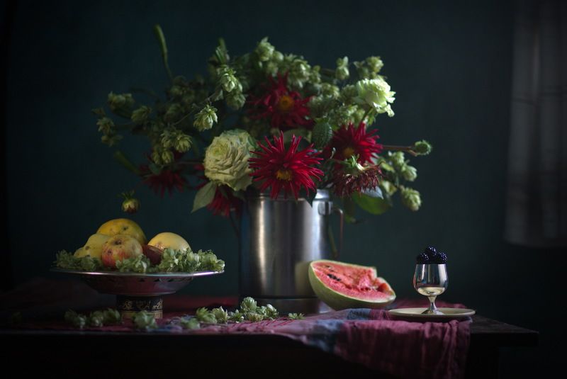 натюрморт, цветы,арбуз С арбузомphoto preview