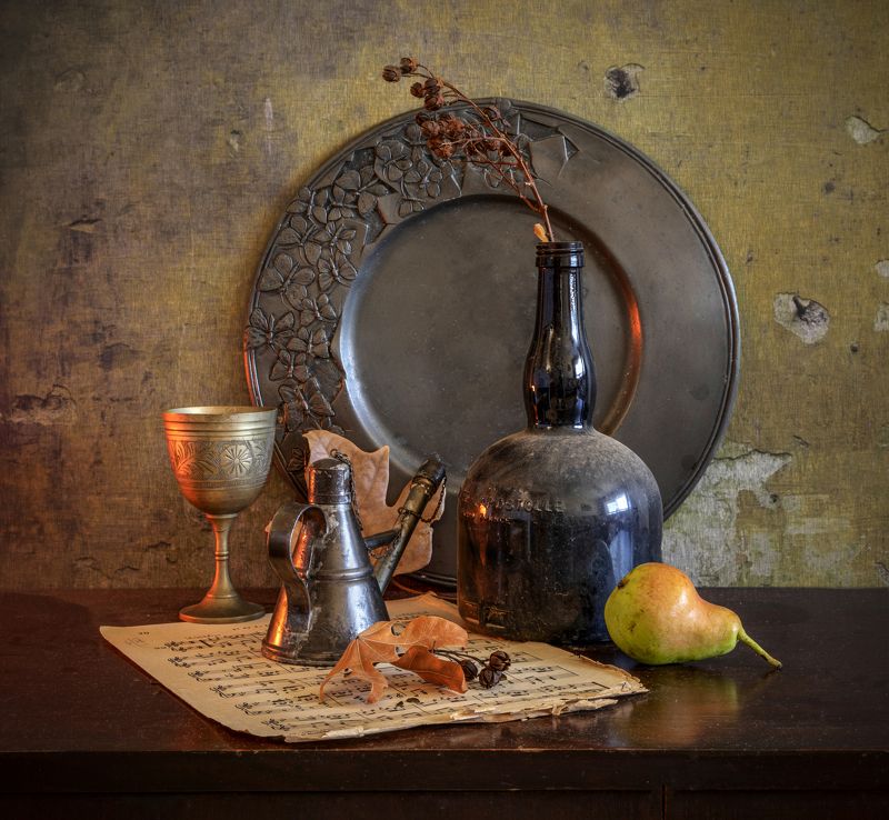 Осень, груша, лист, бутылка Осенний фото превью