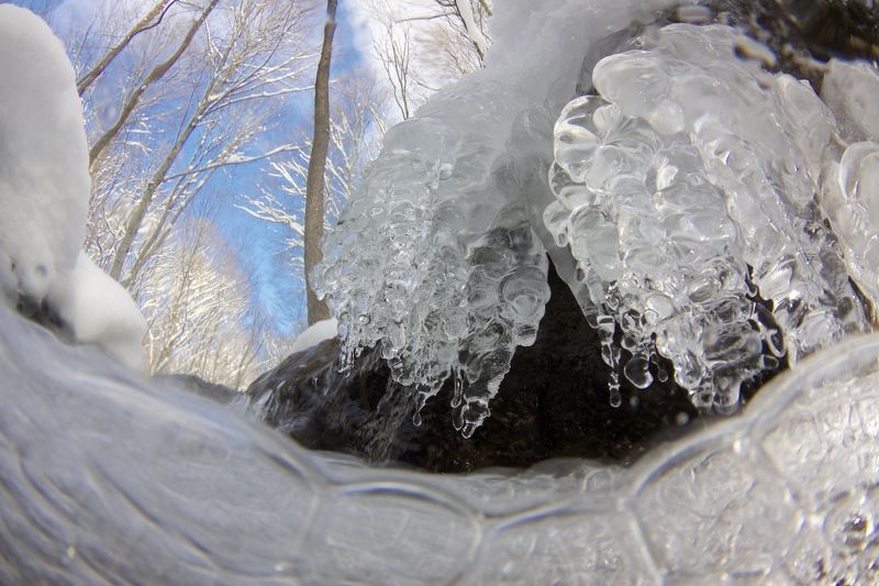 Горы, Зима, Кавказ, Лед, Полуподводная съемка, Река Зима на рекеphoto preview