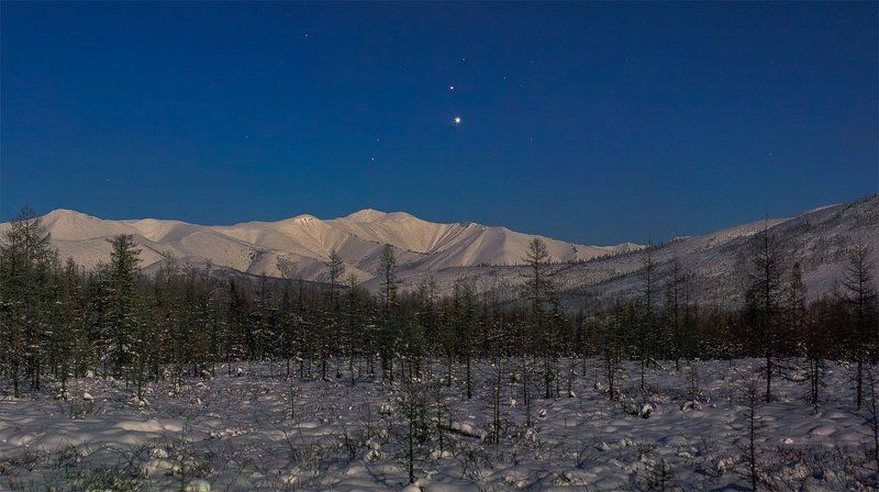 Якутия, полнолуние, малый парад планет фото превью