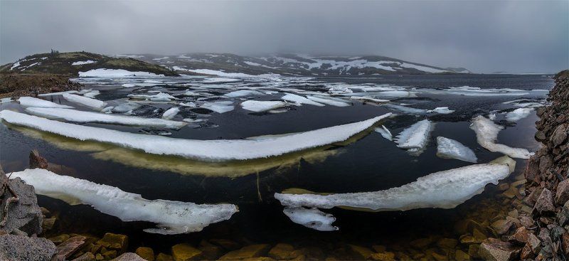 Кольский п-ов, Лед, Лето, Панорама, Пейзаж, Природа, Север в июне.photo preview