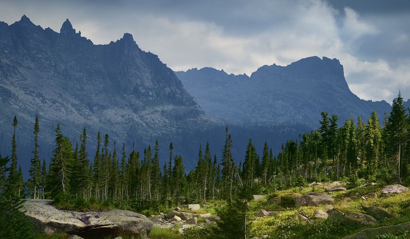 пейзаж, природа, хребет, горы, скалы, ергаки, красноярский край, тайга, панорама Ергакиphoto preview