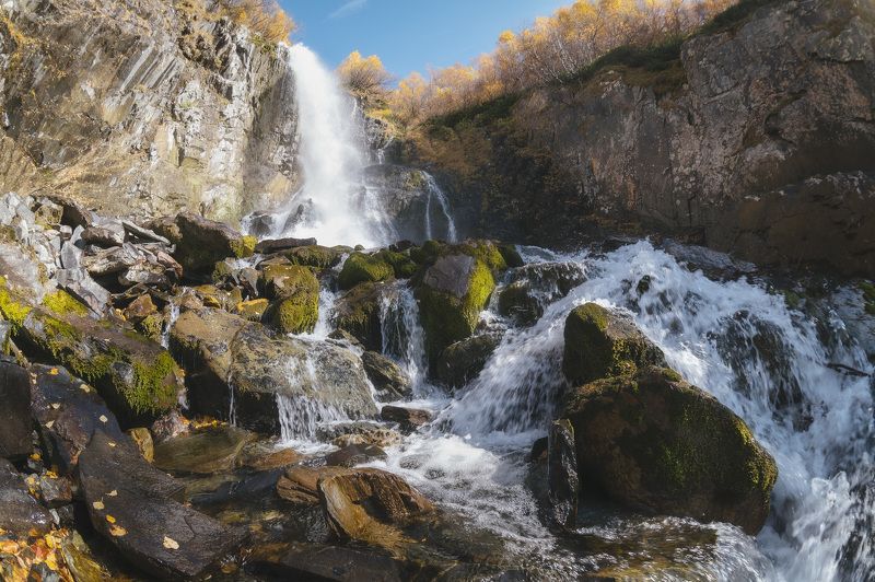 dombay, caucasus, rock, landscape, peak, nature, mountains, waterfall, autumn, Чучхурский водопад в Домбае.photo preview