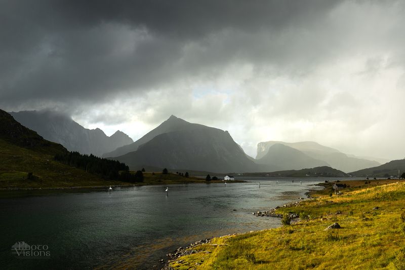 lofoten,sea,light,strom,rainy,clouds,norway,north,arctic,summer,summertime,landscape, Between the Stormsphoto preview