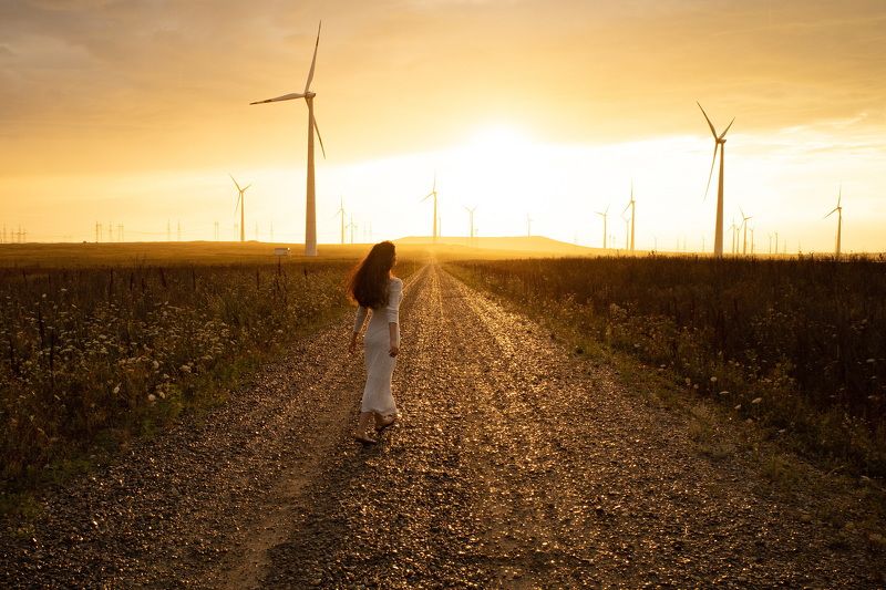 ветряки, ветрогенератор, закат, энергия, электростанция, экология, дорога, солнце СОЛНЕЧНЫЙ ВЕТЕРphoto preview