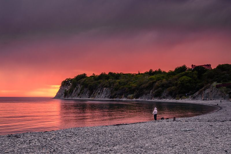 закат, море В розовой бухте. фото превью