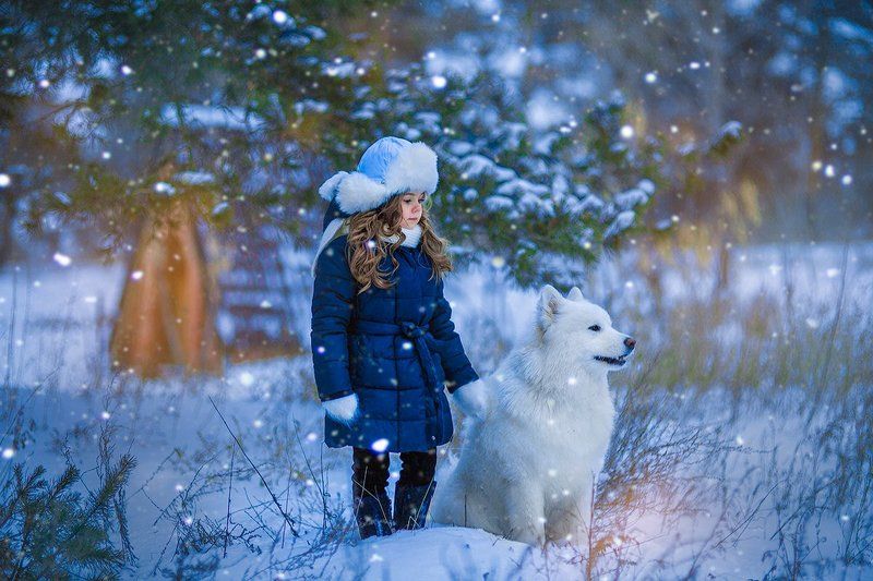 девочка зима лес winterforest girl зимаphoto preview