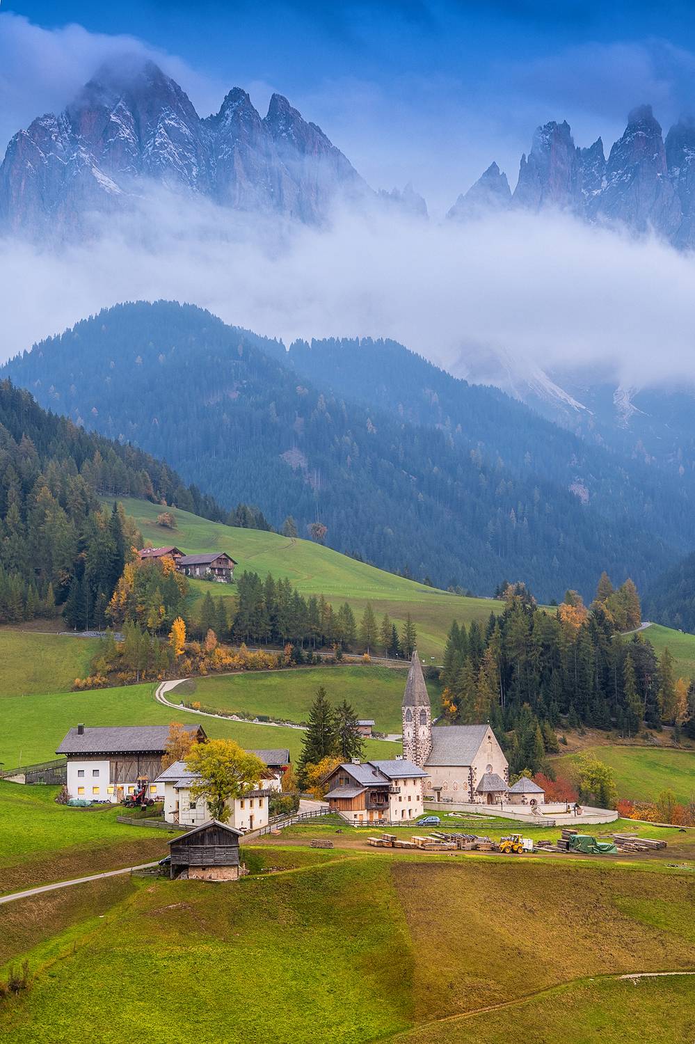 Санта Маддалена, Доломиты, италия. Автор: Лариса Дука Италия, Доломит, церковь, Санта Маддалена, Лариса Дука
