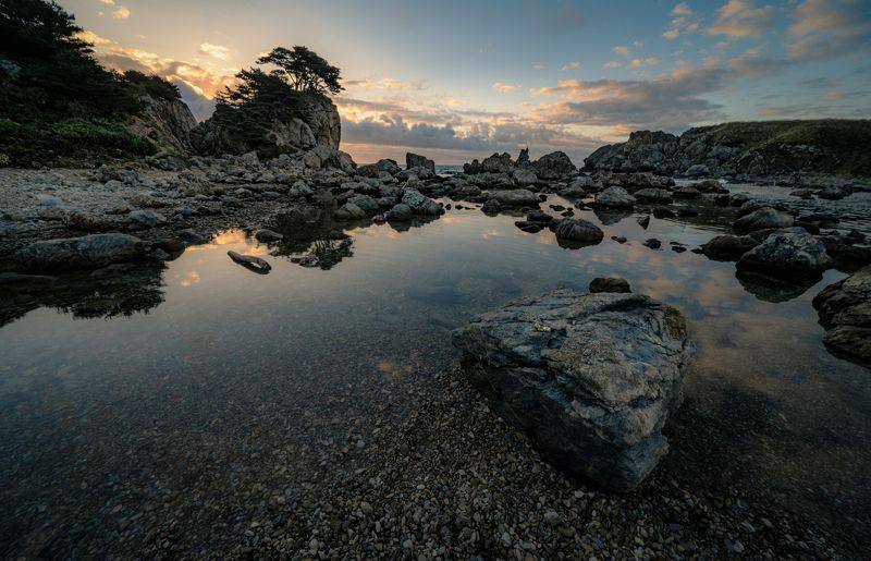 Россия, Приморский край, Приморье, Японское море, полуостров Гамова, бухта Орлинка, Рассвет в Приморье фото превью