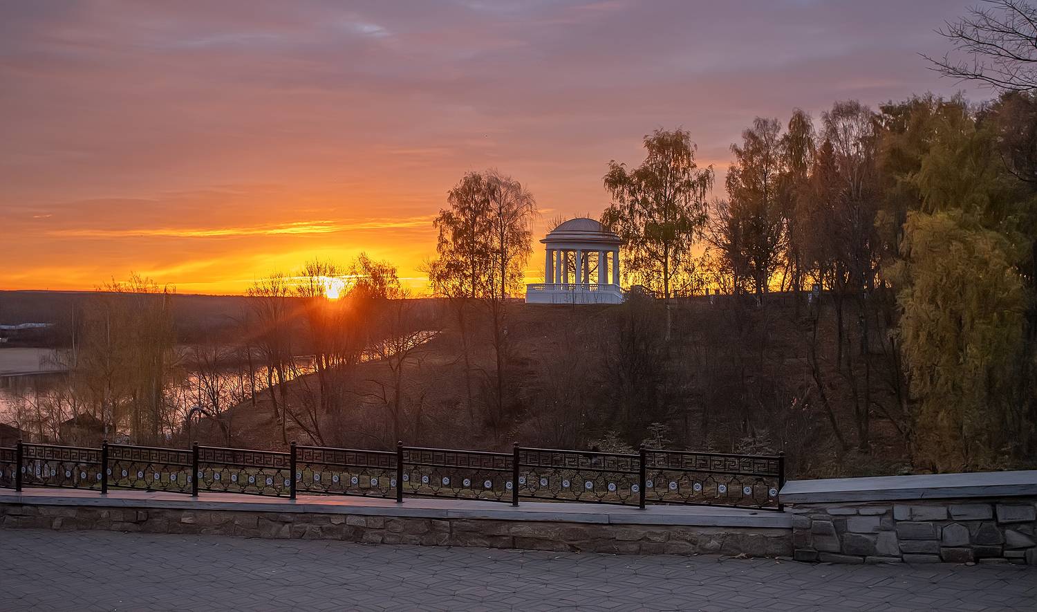 утро, парк, ротонда, осень, октябрь, Широких Александр