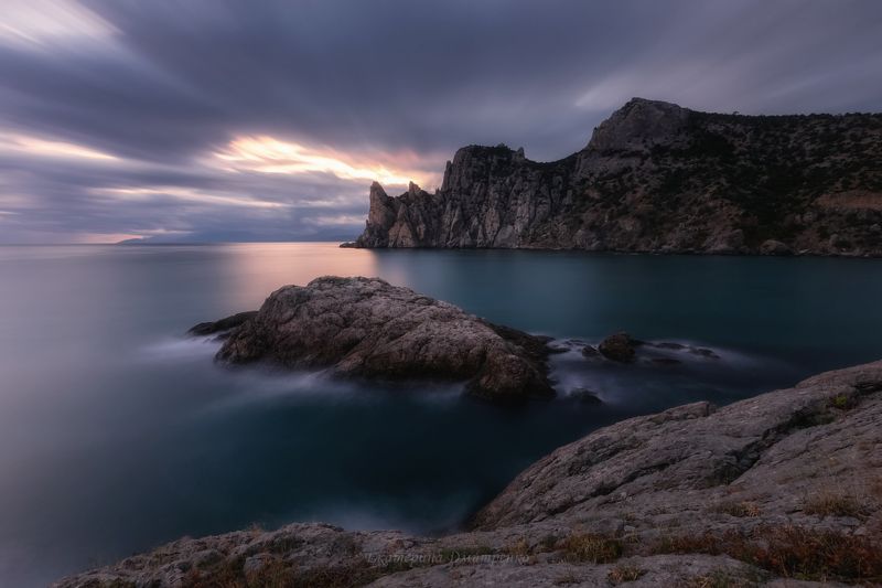 крым, пейзаж, море, длинная выдержка, морской пейзаж, crimea, landscape, новый свет Хмурый вечер в Новом Светеphoto preview