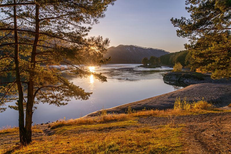 катунь, алтай, закат Вечер на берегу Катуниphoto preview