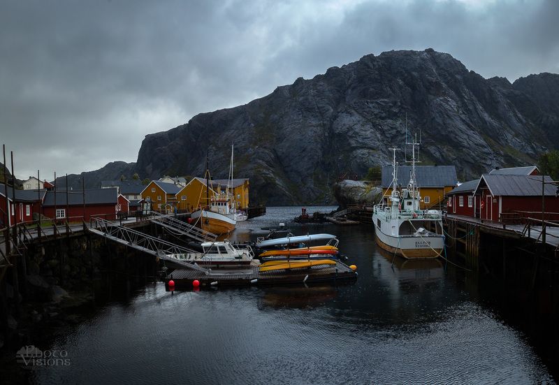 nusfjord,lofoten,norway,arctic,harbor,boats,fishing boats,mountains Arctic Fishing Harborphoto preview