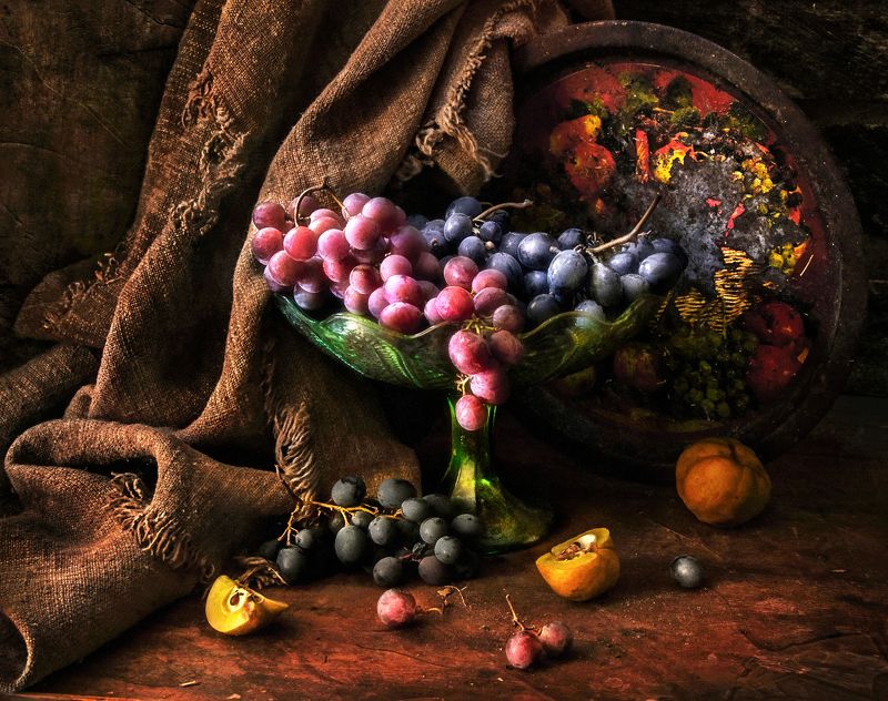 натюрморт, осень, виноград, айва Виноградная роскошь photo preview