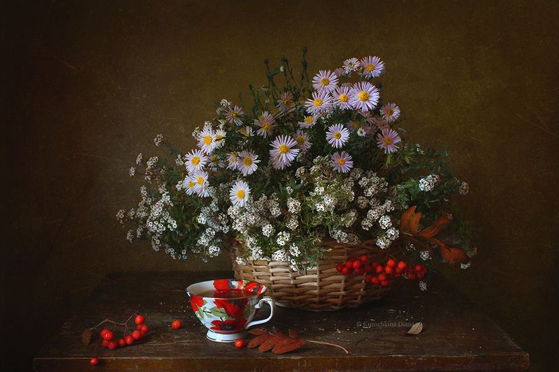 натюрморт, октябрь, последние цветы остатки лета в октябре фото превью