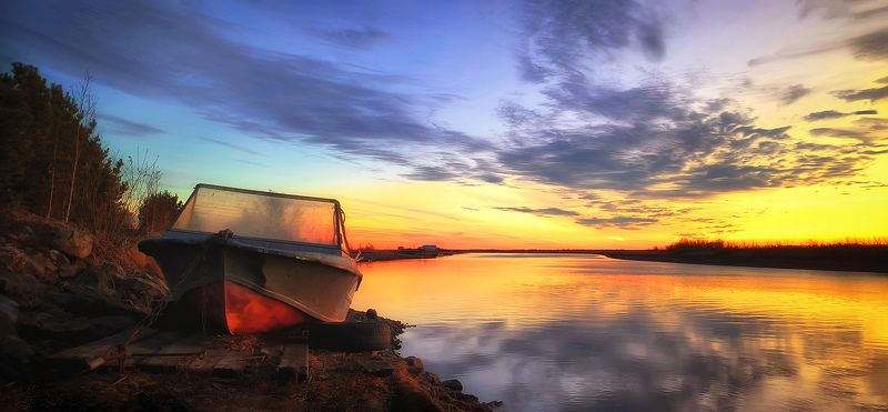 мобильная фотография, вечер, река, закат Вечер на речкеphoto preview